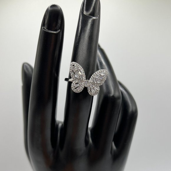 Gold/Silver Diamond Baguette Butterfly Ring - size 6-10 available! - Picture 8 of 8